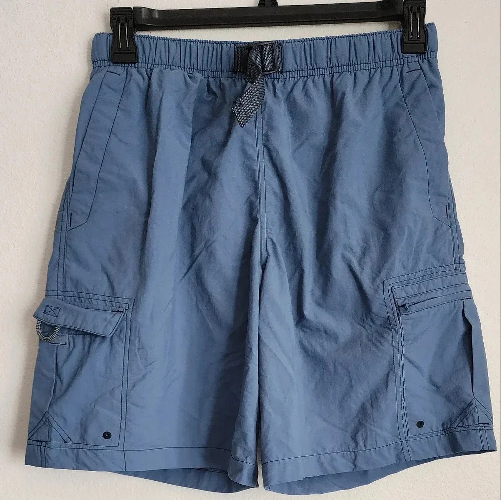 Columbia Men's Nylon Blue Cargo Pockets Buckle Belt Logo Outdoor Sz M